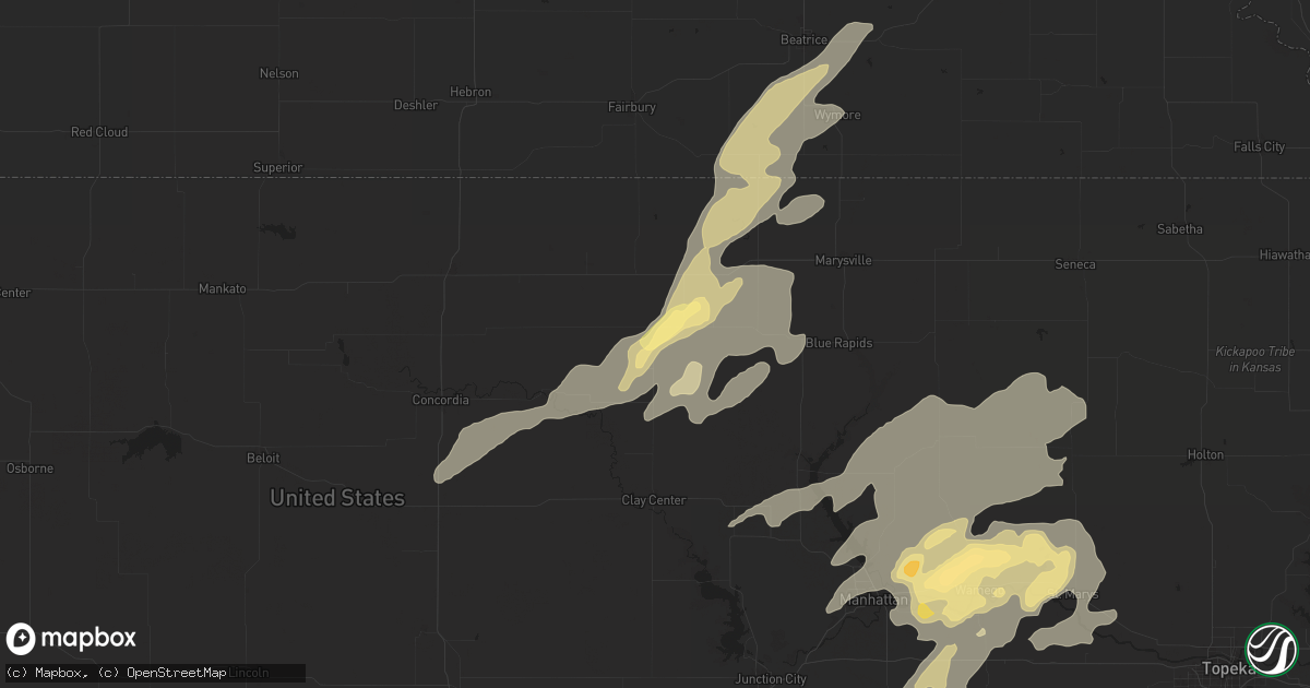 Hail map in Linn, KS on August 14, 2024