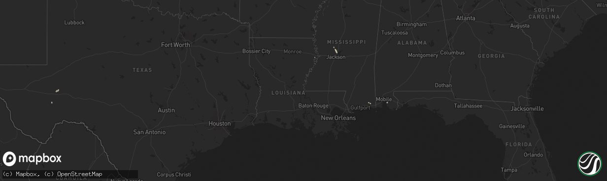 Hail map in Louisiana on August 14, 2024