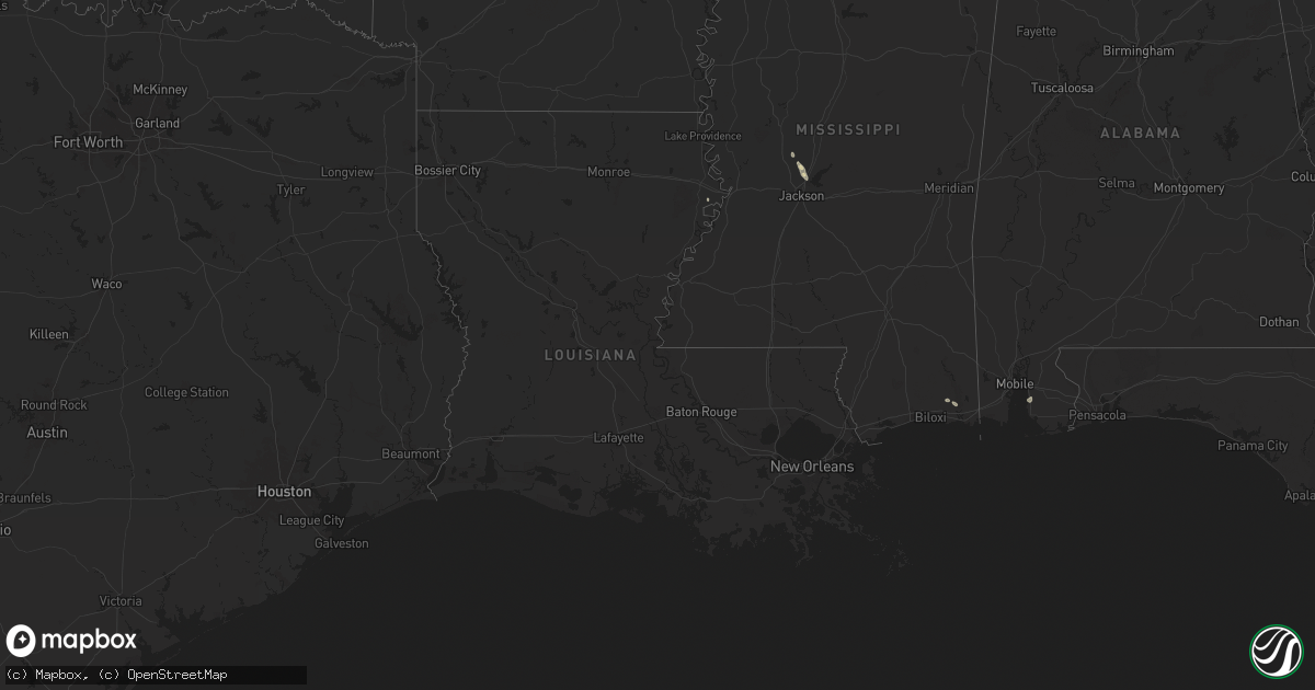 Hail map in Louisiana on August 14, 2024