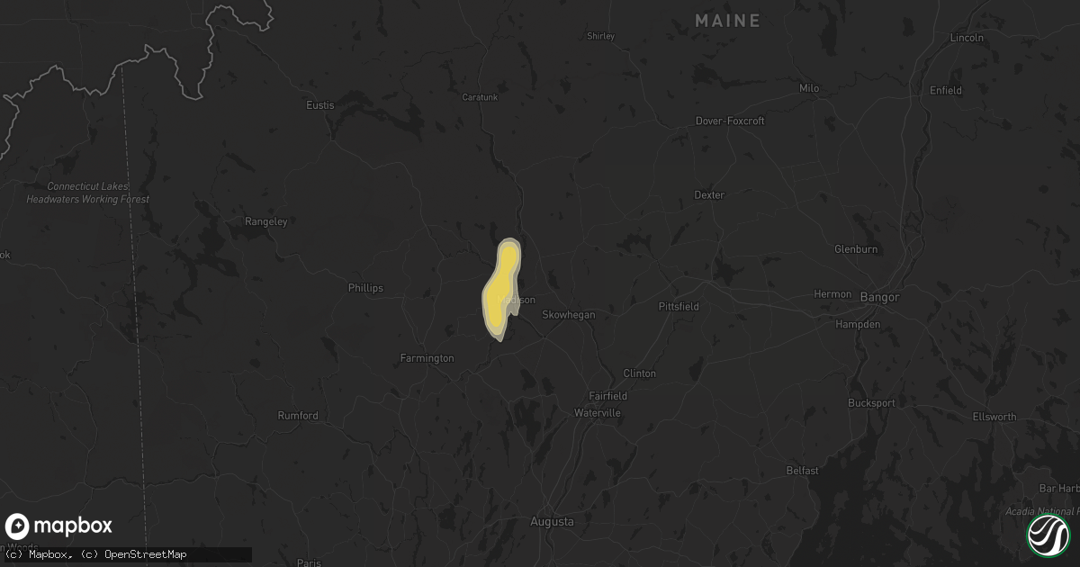 Hail map in Madison, ME on August 14, 2024