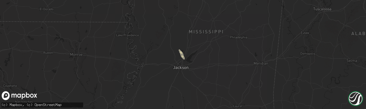 Hail map in Madison, MS on August 14, 2024