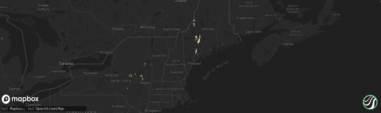 Hail map in Maine on August 14, 2024