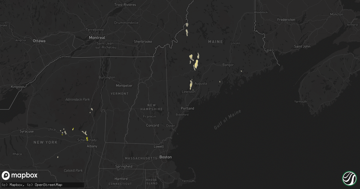 Hail map in Maine on August 14, 2024