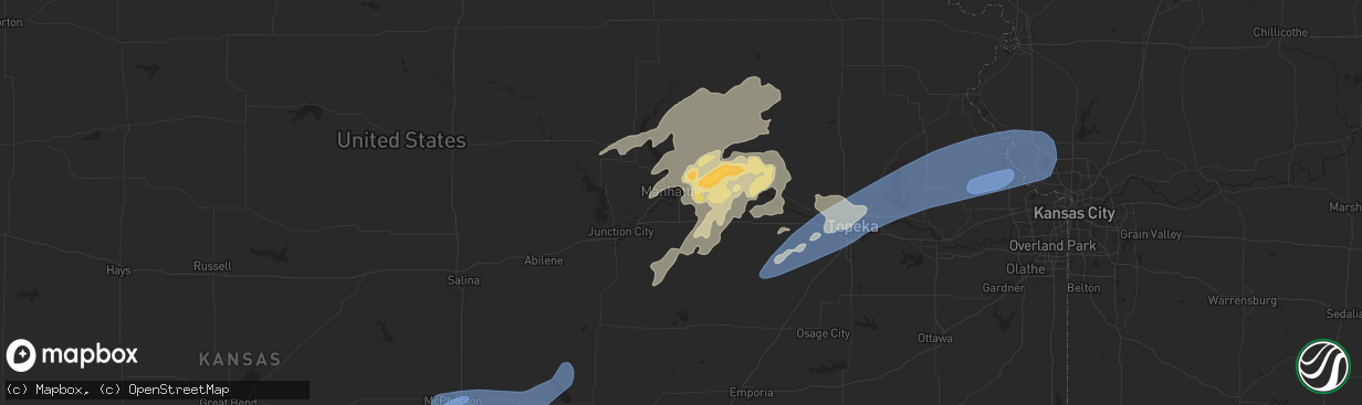 Hail map in Manhattan, KS on August 14, 2024