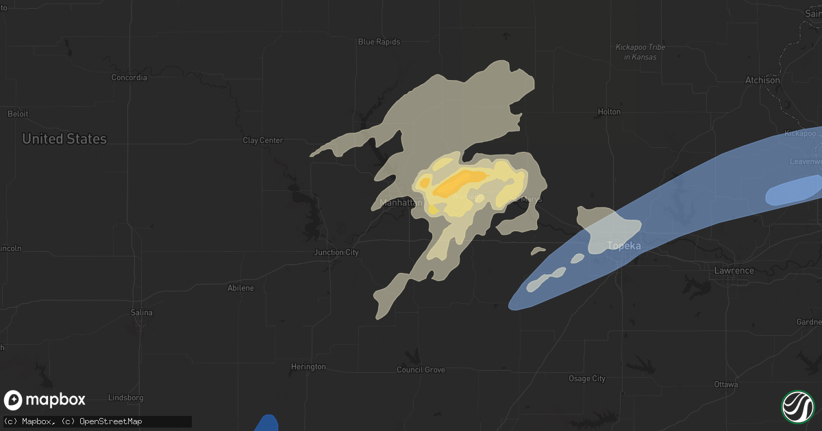 Hail map in Manhattan, KS on August 14, 2024