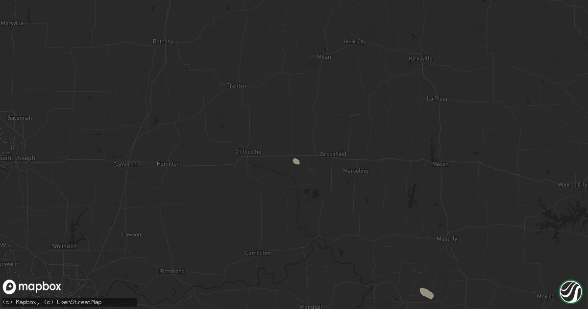 Hail map in Meadville, MO on August 14, 2024