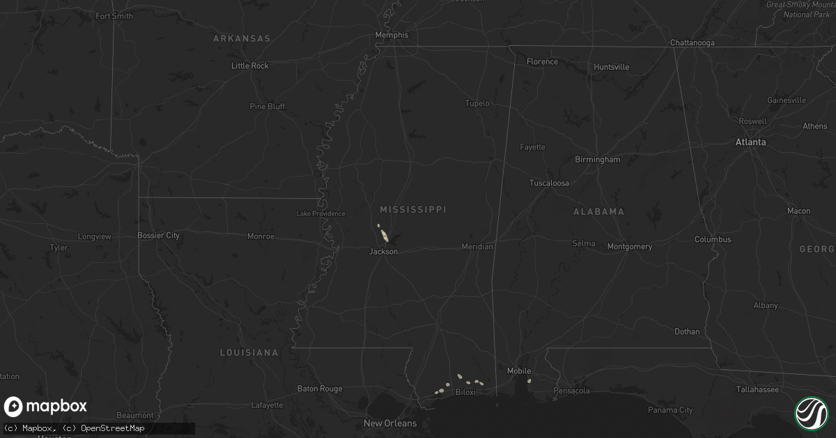 Hail map in Mississippi on August 14, 2024