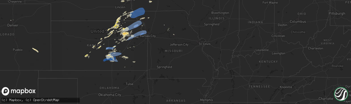 Hail map in Missouri on August 14, 2024