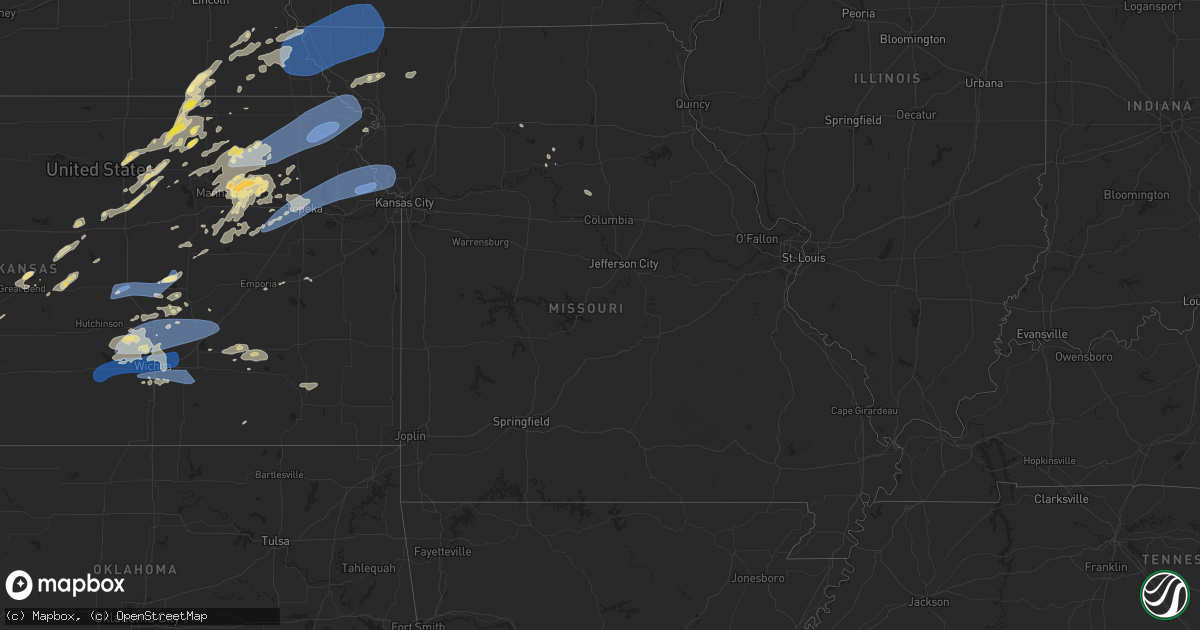 Hail map in Missouri on August 14, 2024