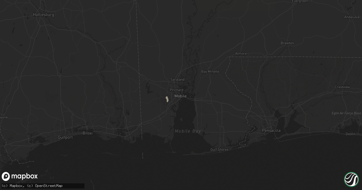 Hail map in Mobile, AL on August 14, 2024
