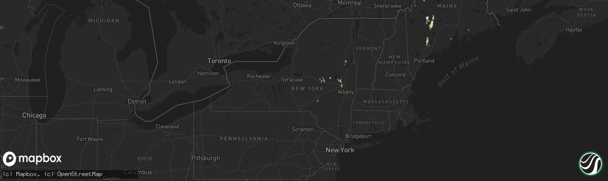 Hail map in New York on August 14, 2024