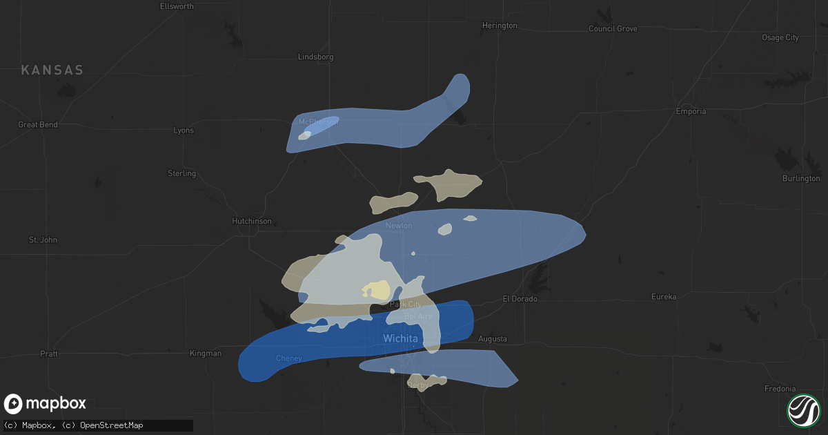 Hail map in Newton, KS on August 14, 2024