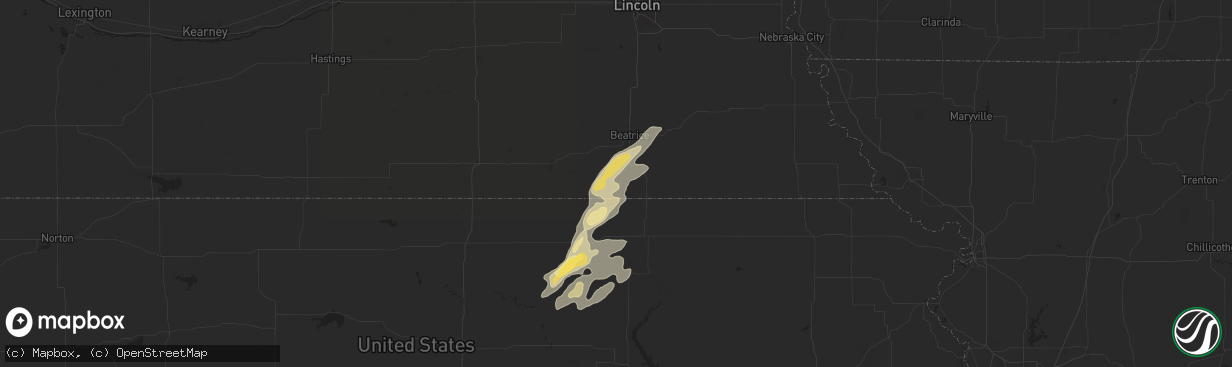 Hail map in Odell, NE on August 14, 2024