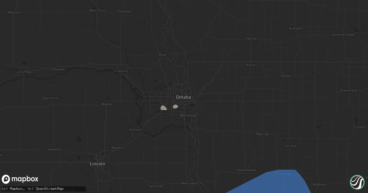 Hail map in Omaha, NE on August 14, 2024