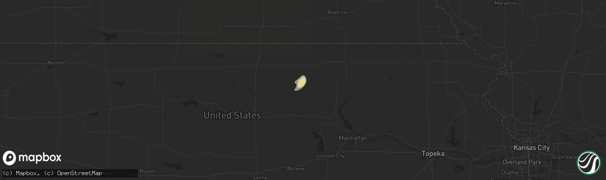 Hail map in Palmer, KS on August 14, 2024