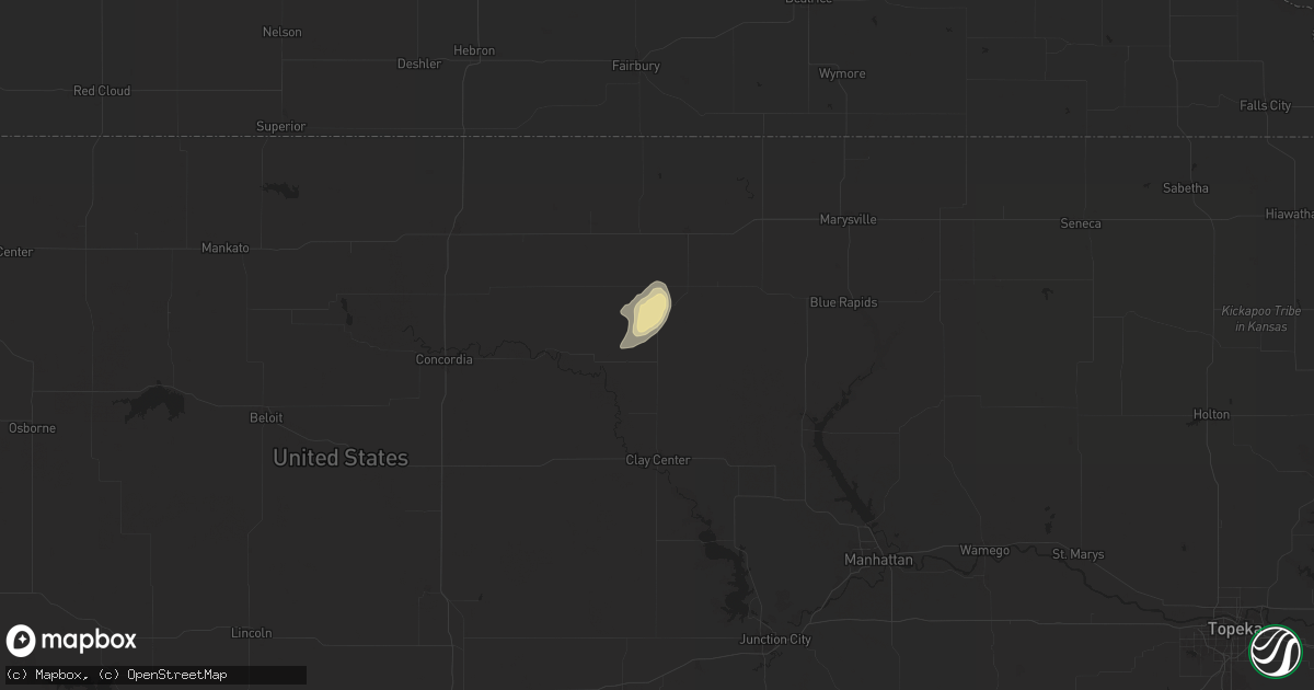 Hail map in Palmer, KS on August 14, 2024