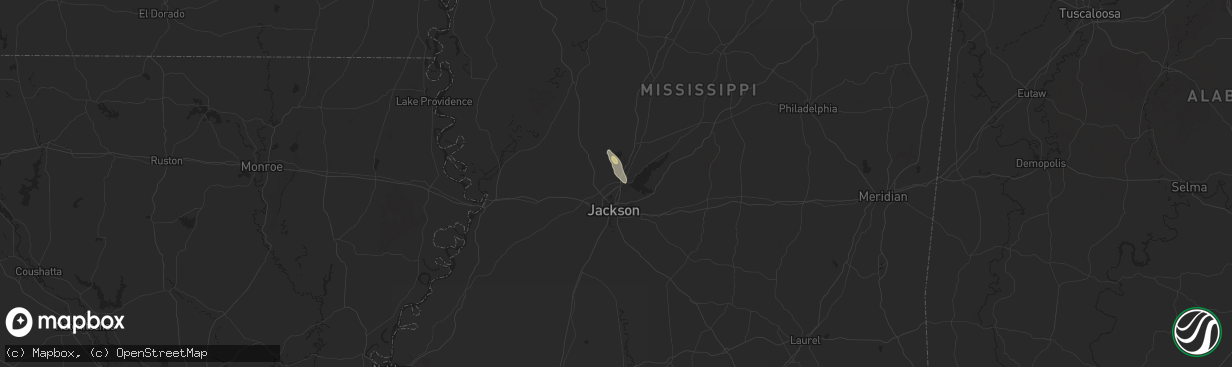 Hail map in Ridgeland, MS on August 14, 2024