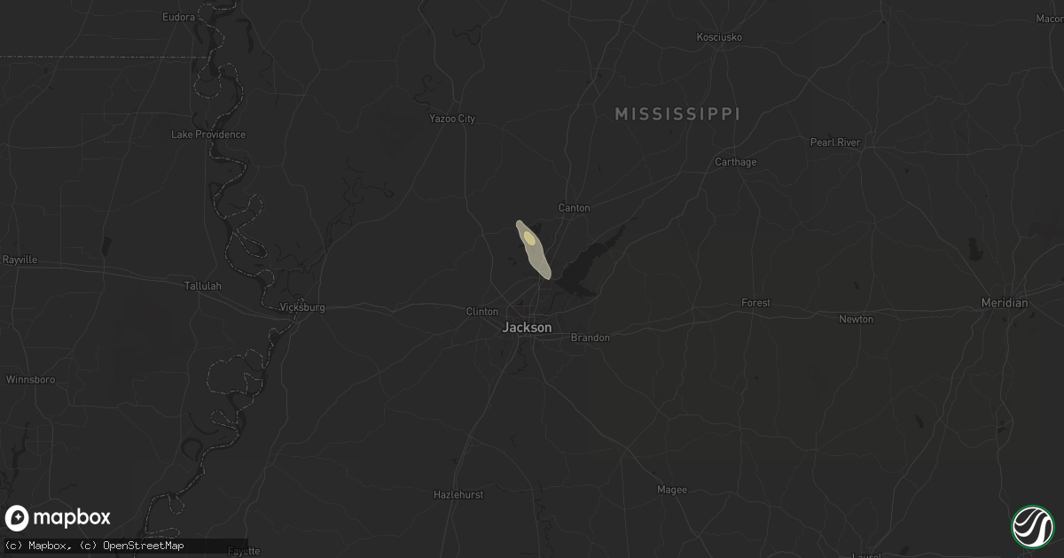 Hail map in Ridgeland, MS on August 14, 2024