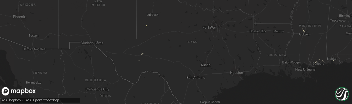 Hail map in Texas on August 14, 2024