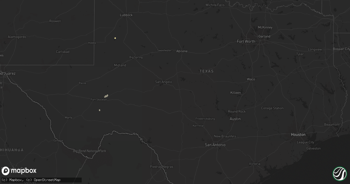 Hail map in Texas on August 14, 2024