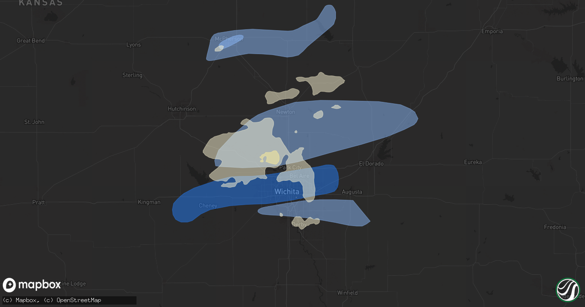 Hail map in Valley Center, KS on August 14, 2024