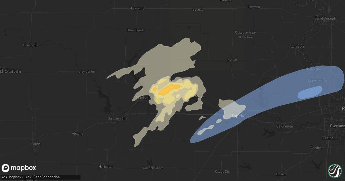 Hail map in Wamego, KS on August 14, 2024