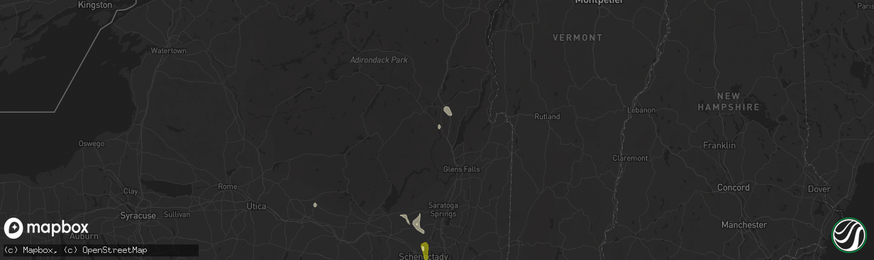 Hail map in Warrensburg, NY on August 14, 2024