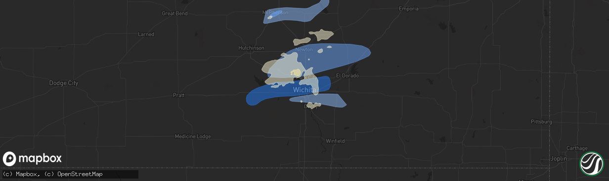 Hail map in Wichita, KS on August 14, 2024