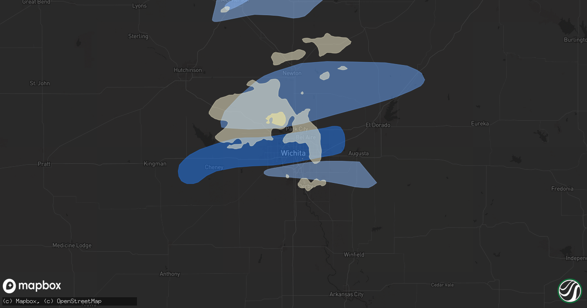 Hail map in Wichita, KS on August 14, 2024