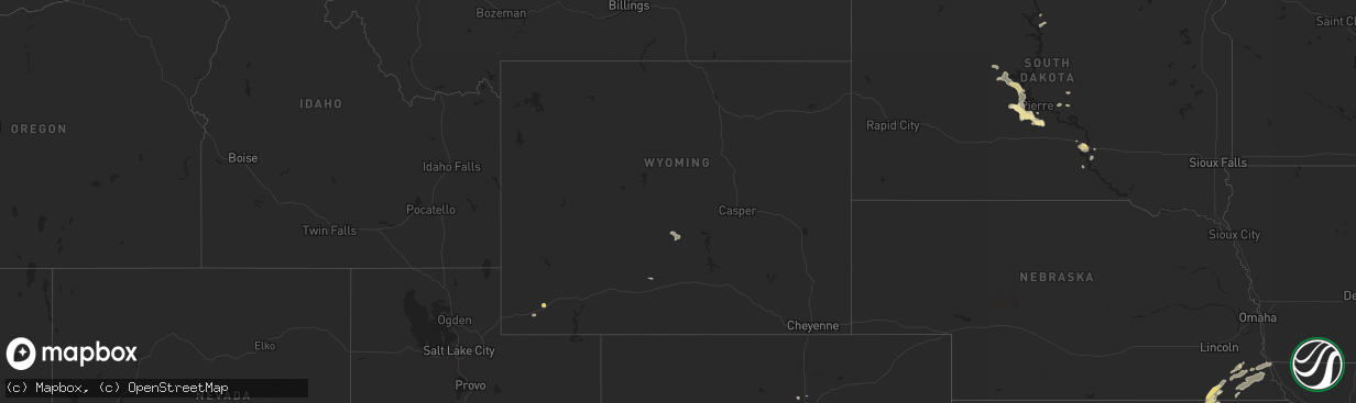 Hail map in Wyoming on August 14, 2024