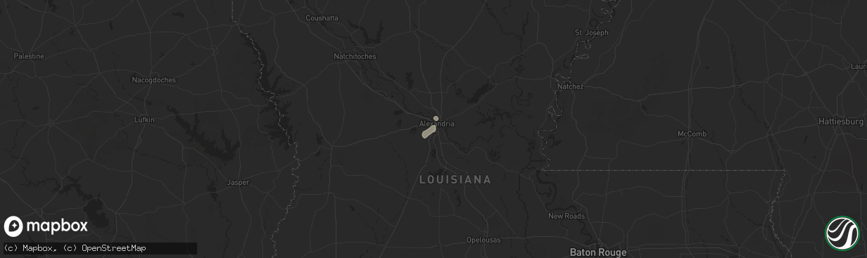 Hail map in Alexandria, LA on August 14, 2025