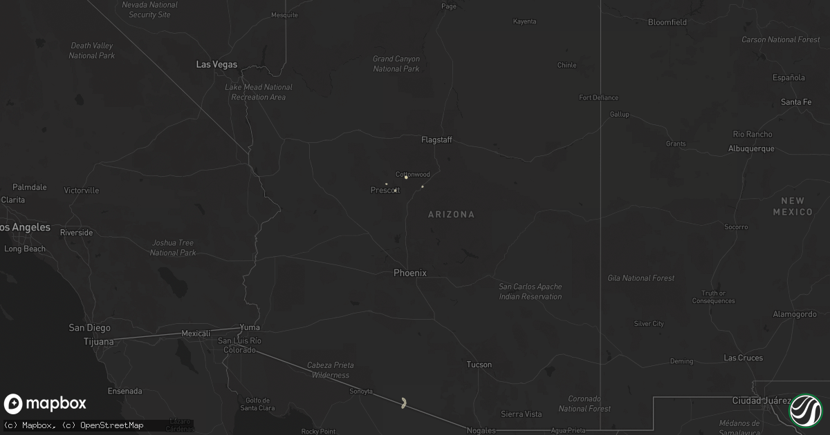 Hail map in Arizona on August 14, 2025