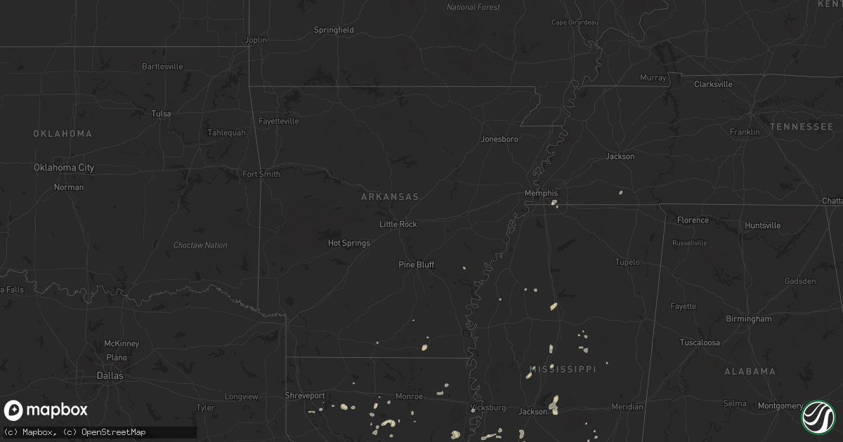Hail map in Arkansas on August 14, 2025