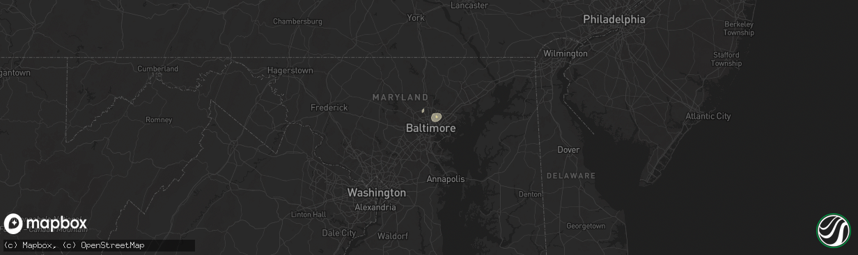 Hail map in Baltimore, MD on August 14, 2025
