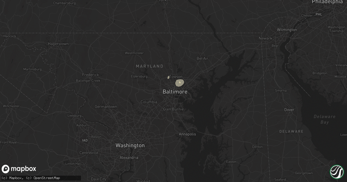 Hail map in Baltimore, MD on August 14, 2025