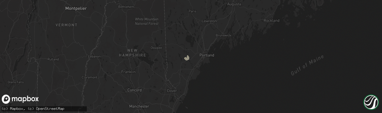 Hail map in Buxton, ME on August 14, 2025