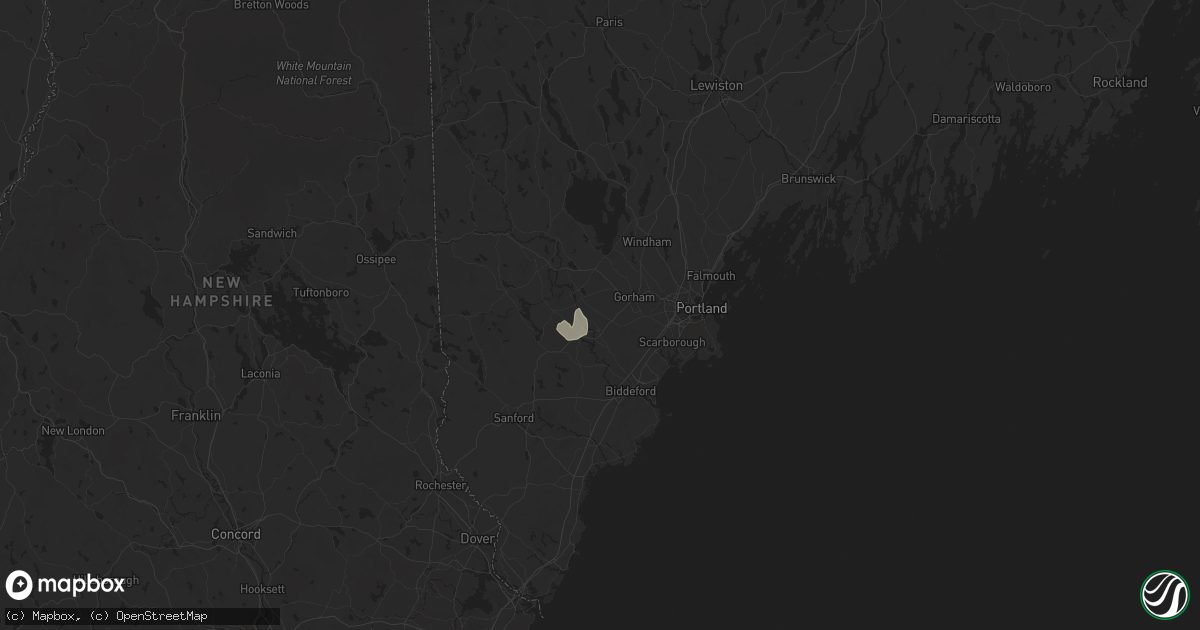 Hail map in Buxton, ME on August 14, 2025
