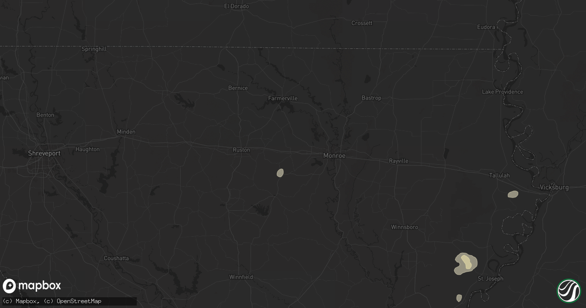 Hail map in Calhoun, LA on August 14, 2025
