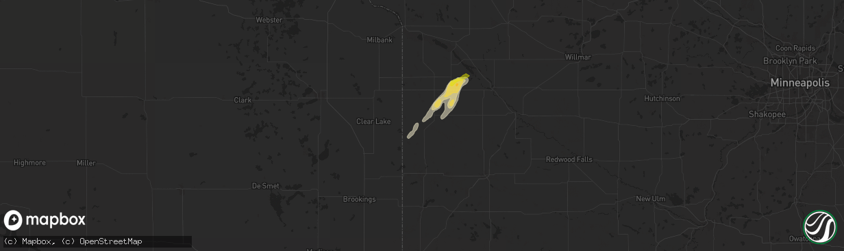 Hail map in Canby, MN on August 14, 2025