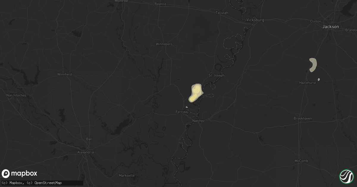 Hail map in Clayton, LA on August 14, 2025