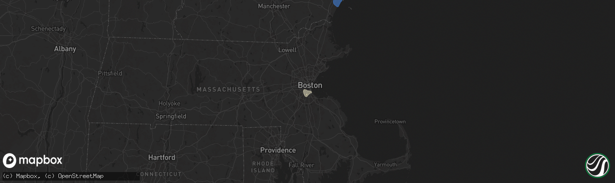 Hail map in Dorchester, MA on August 14, 2025
