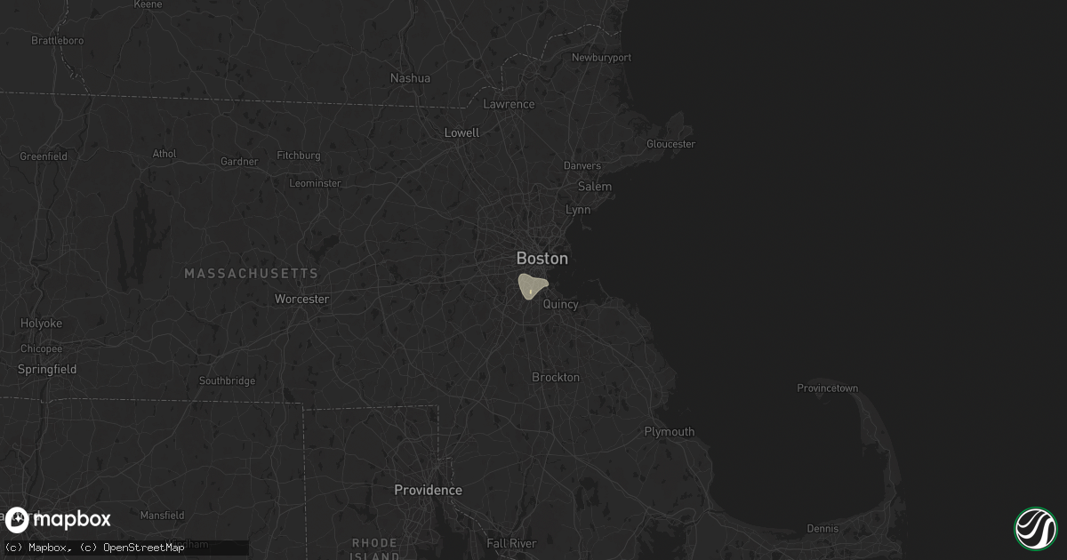 Hail map in Dorchester, MA on August 14, 2025