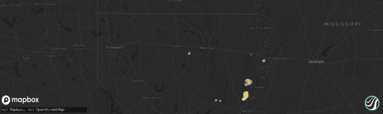 Hail map in Eros, LA on August 14, 2025