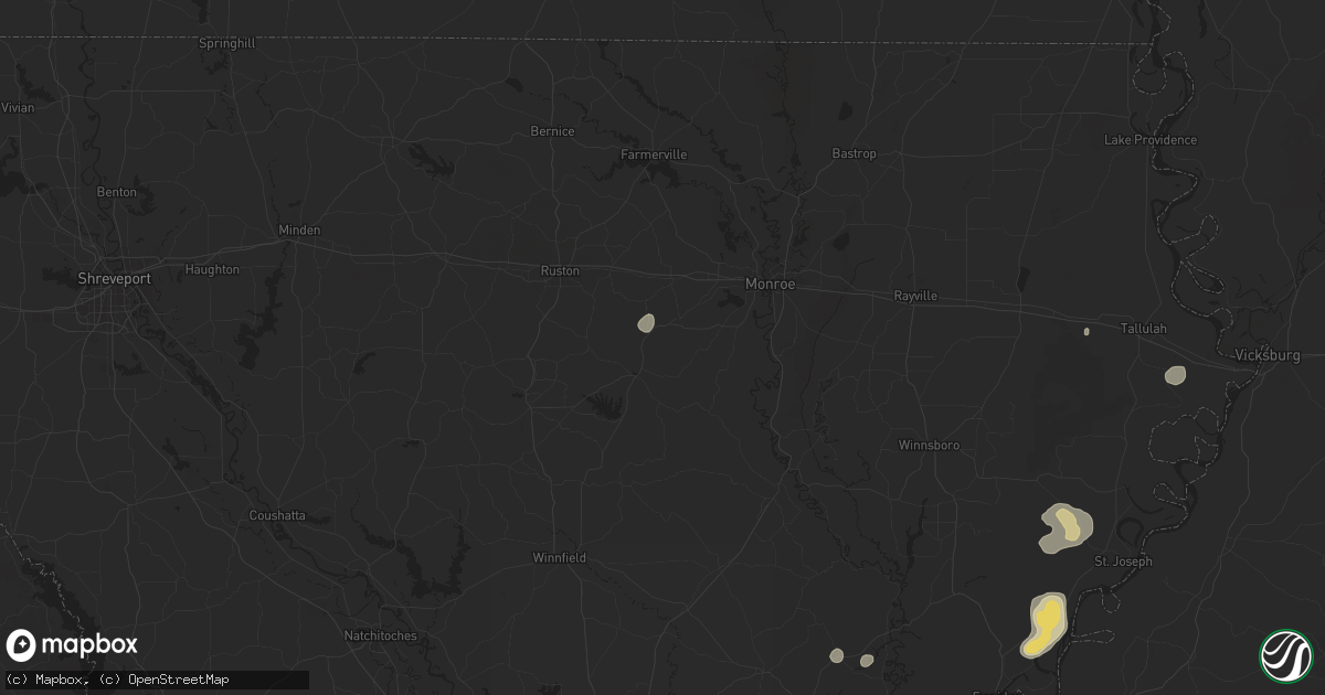 Hail map in Eros, LA on August 14, 2025