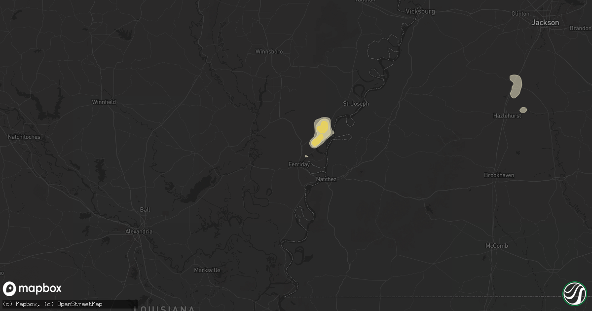 Hail map in Ferriday, LA on August 14, 2025