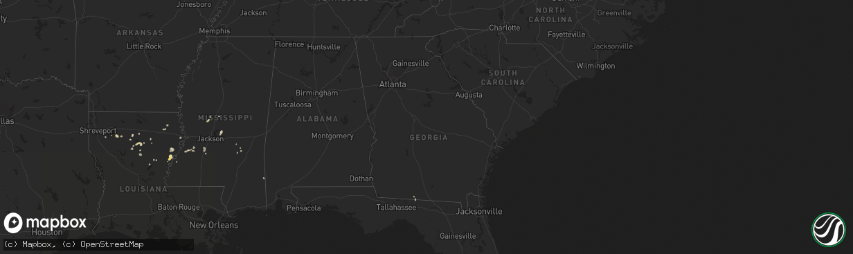 Hail map in Georgia on August 14, 2025