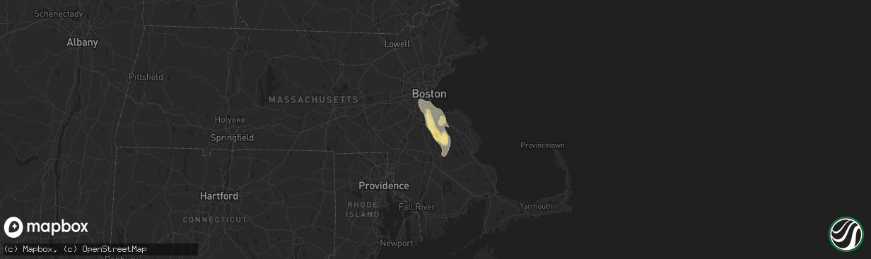 Hail map in Holbrook, MA on August 14, 2025