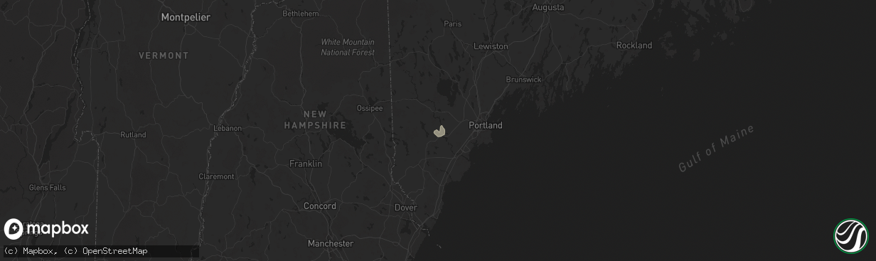 Hail map in Hollis Center, ME on August 14, 2025