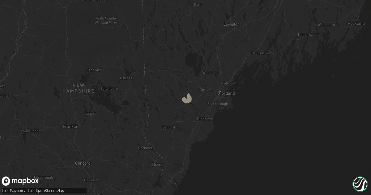 Hail map in Hollis Center, ME on August 14, 2025