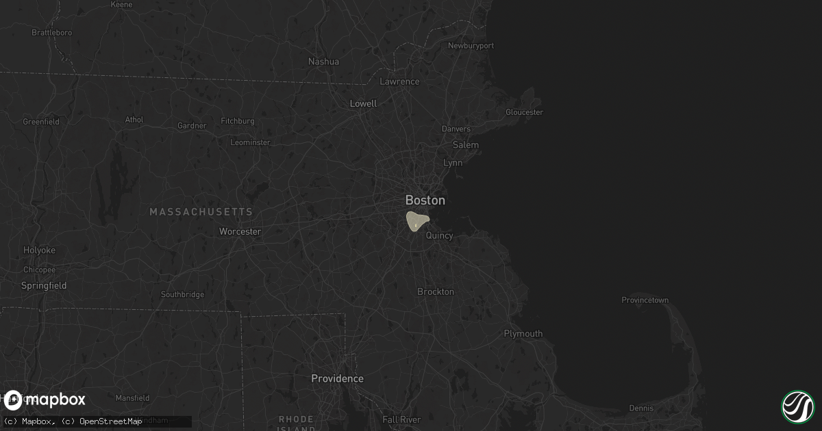 Hail map in Jamaica Plain, MA on August 14, 2025